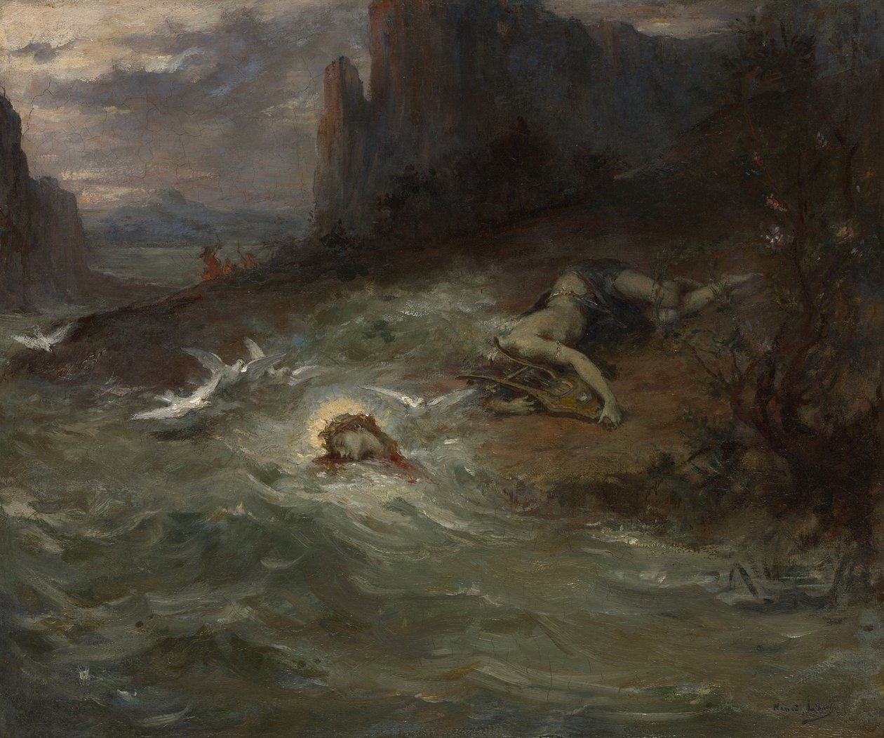 オルフェウスの死、1870年頃（キャンバスに油彩） 作： アンリ・レオポルド・レヴィ