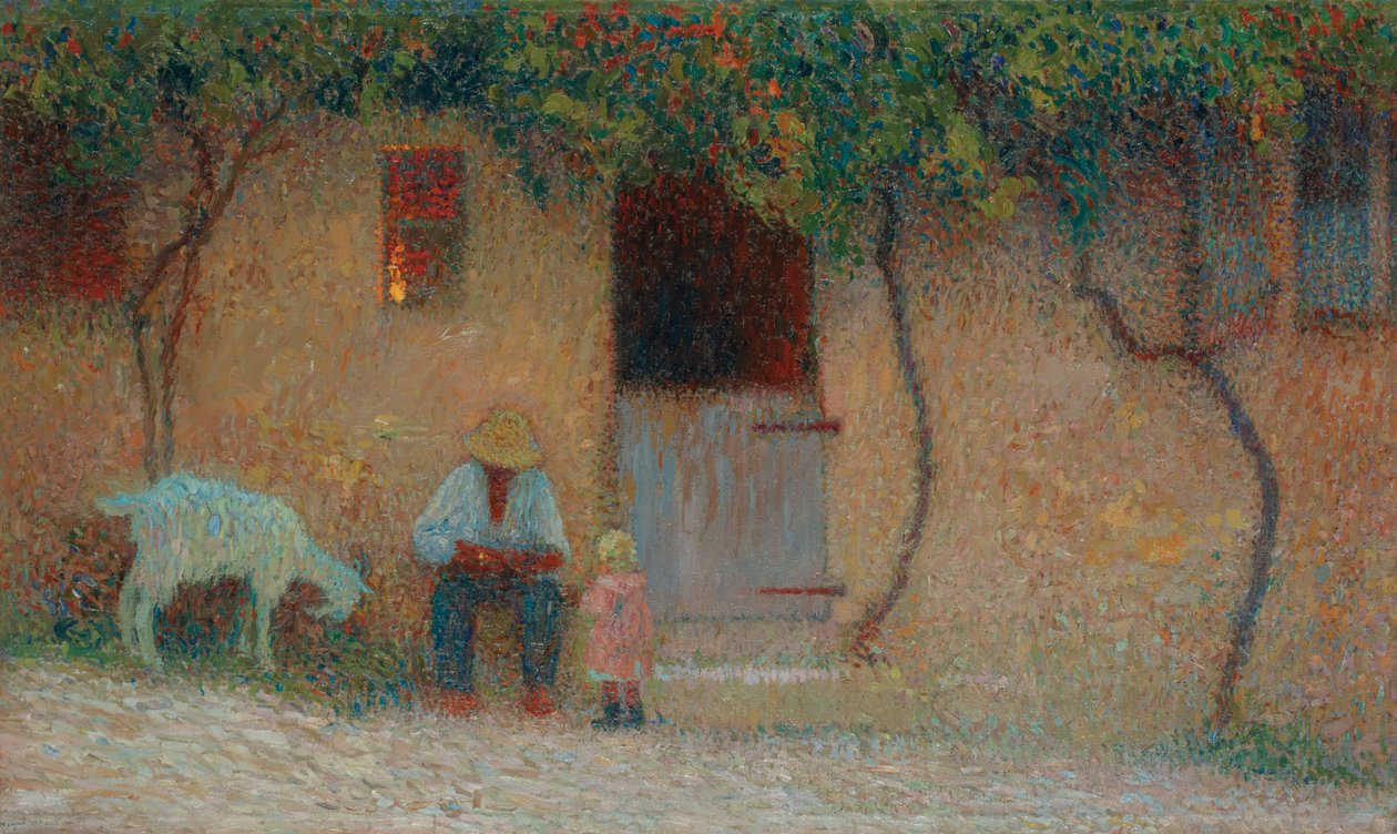 Labastide-du-Vertの彼の家の外の農民。 Labastide-du-Vertの家の前の農民、1910年頃 作： アンリ・マーティン