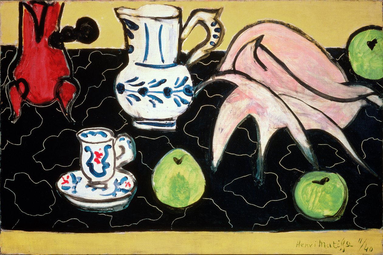 黒大理石に貝殻の静物画 作： アンリ・マティス