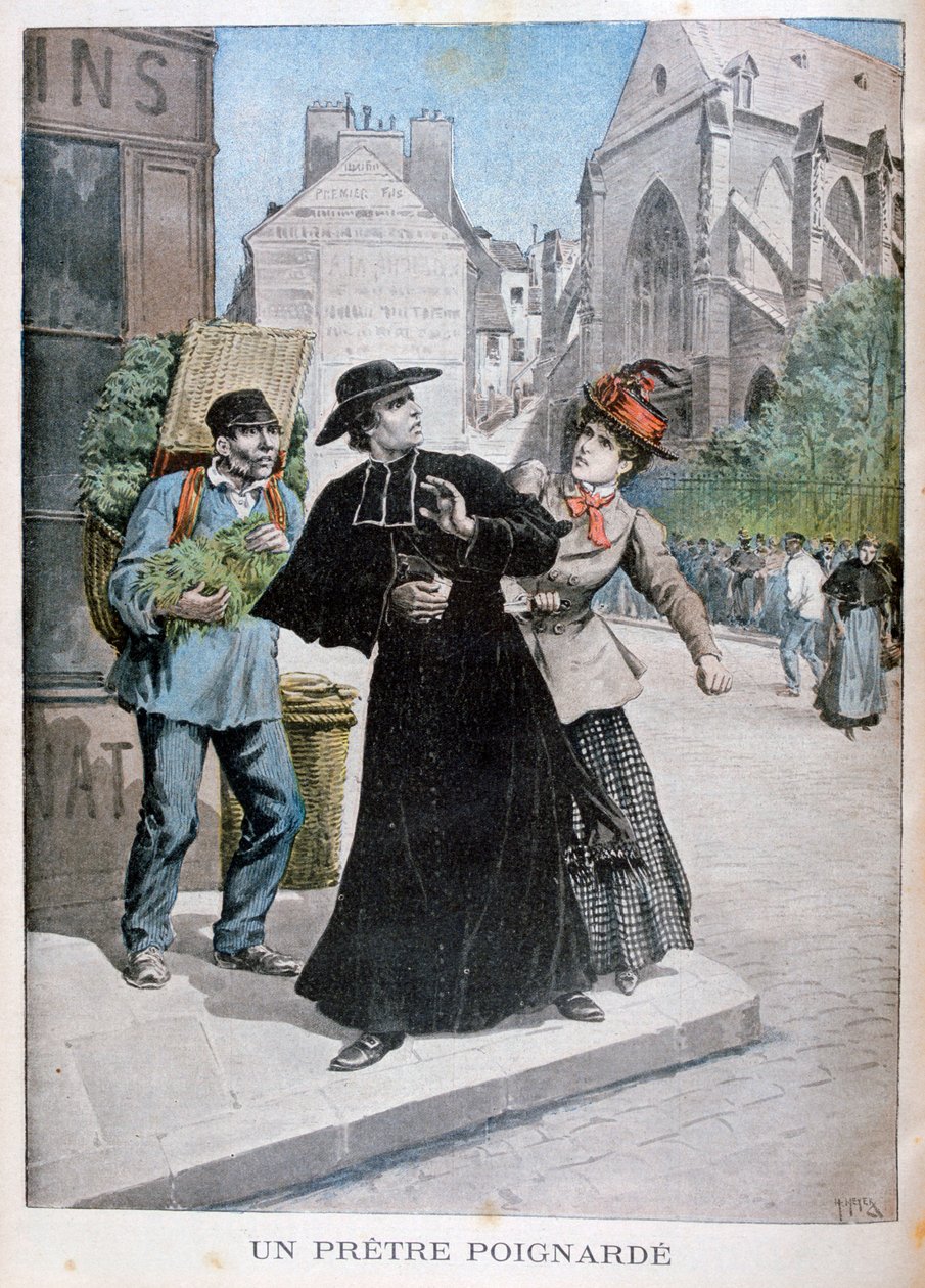 1897年、カトリックの司祭がフランスの路上で女性に刺された 作： アンリマイヤー