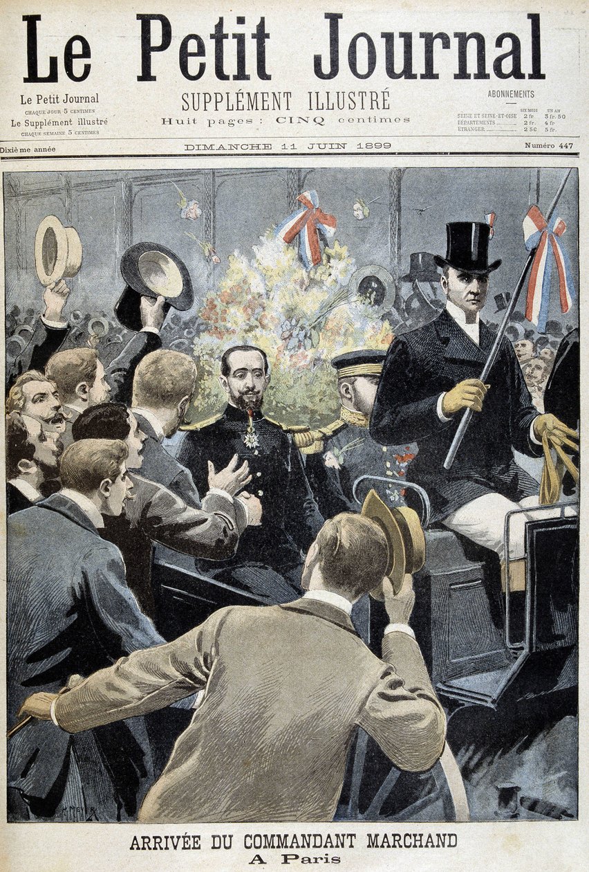 マルシャン司令官のパリ到着 - 1899年11月6日付「Le Petite Journal」にて 作： アンリマイヤー