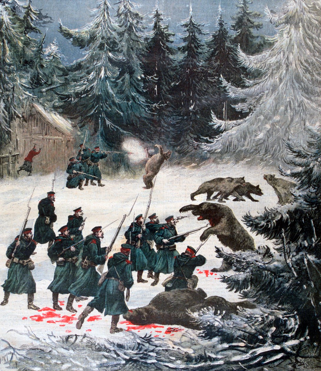 熊の攻撃、ロシア、1892 作： アンリマイヤー