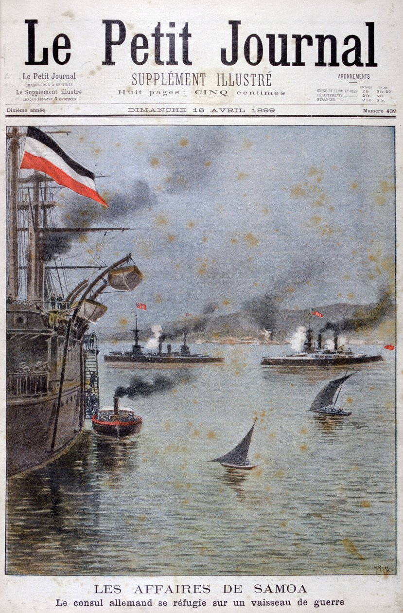 1899年にドイツの領事がドイツの戦争船に避難を求める 作： アンリマイヤー