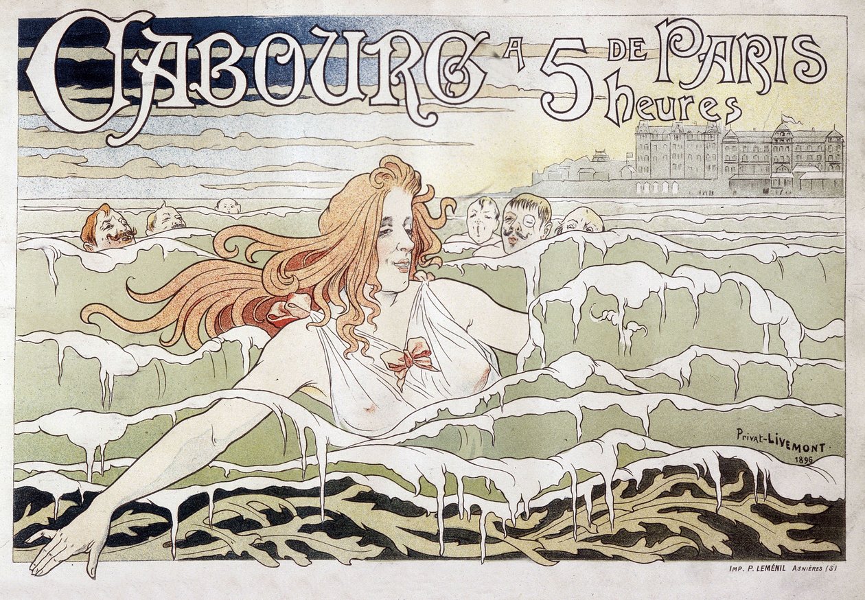 Cabourg à 5 h de Paris - Privat Livemontによる広告ポスター 作： アンリ・アントワーヌ・セオドール・リモント