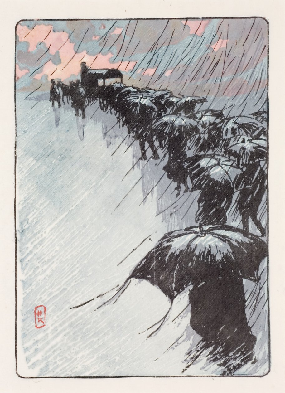 傘を差した葬式 作： アンリ・リヴィエール