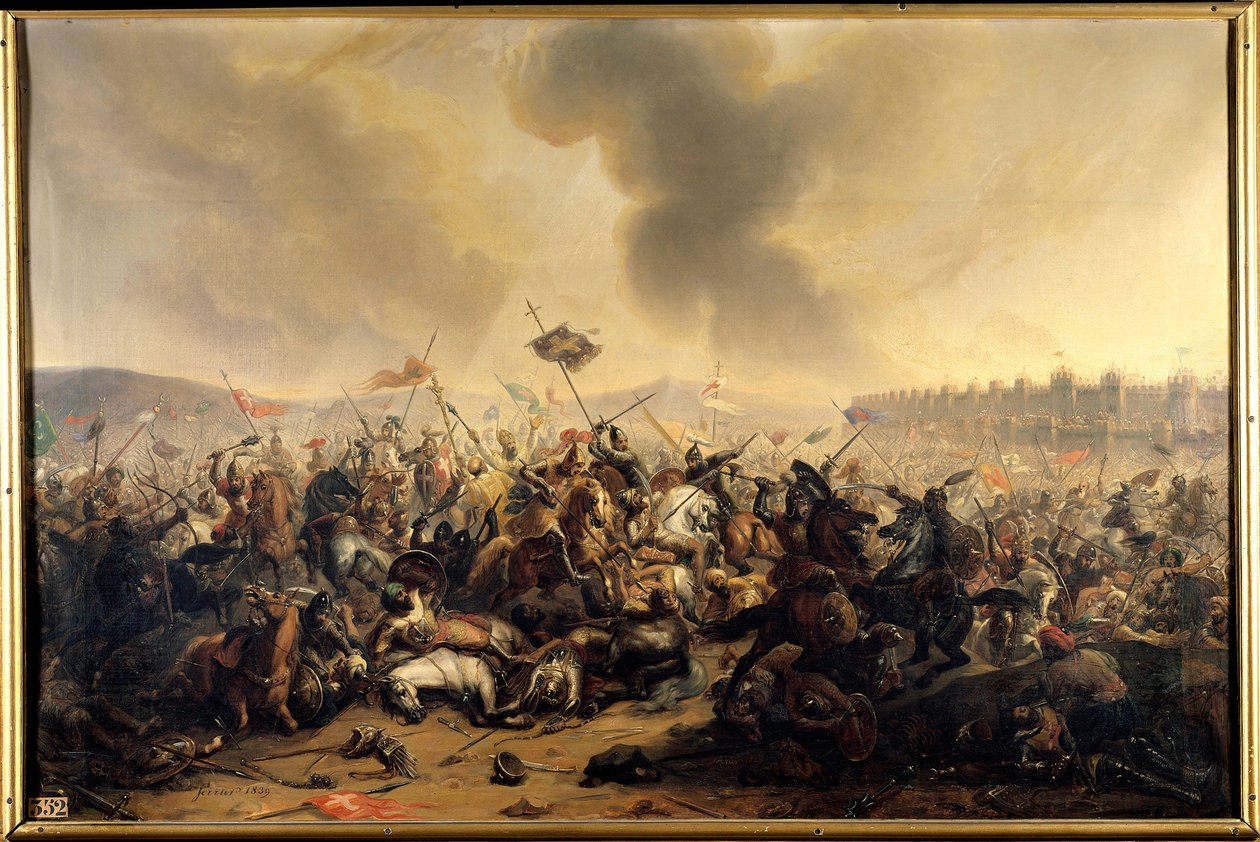1097年にニカイアの街を包囲している十字軍に対してスルタン・キリジ・アルスラーンが犯した戦い。絵画 作： アンリ・セルール