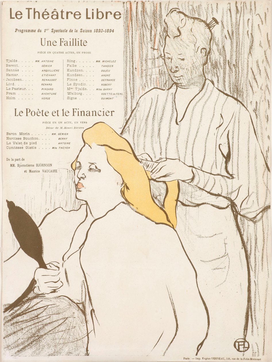 The Hairdresser - Free Theatre Program、1893年。 作： アンリ・トゥールーズ・ロートレック・ド