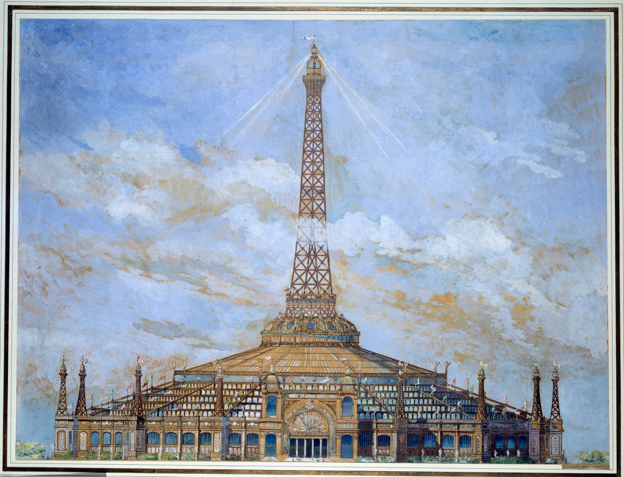 1900年の万国博覧会のためのエッフェル塔のデザイン グアッシュ画 アンリ・トゥーサン（1849-1911） 1900年 Sun.0.9x1.14 m パリ、オルセー美術館 作： アンリ・トゥサン