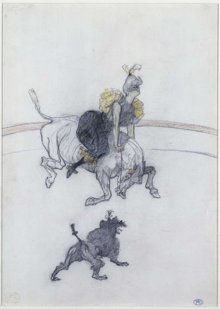 サーカスで：敬礼（Au Circque：Le Salut）1899（紙に鉛筆、チョーク、色付きクレヨン） 作： アンリ・ド・トゥールーズ・ロートレック