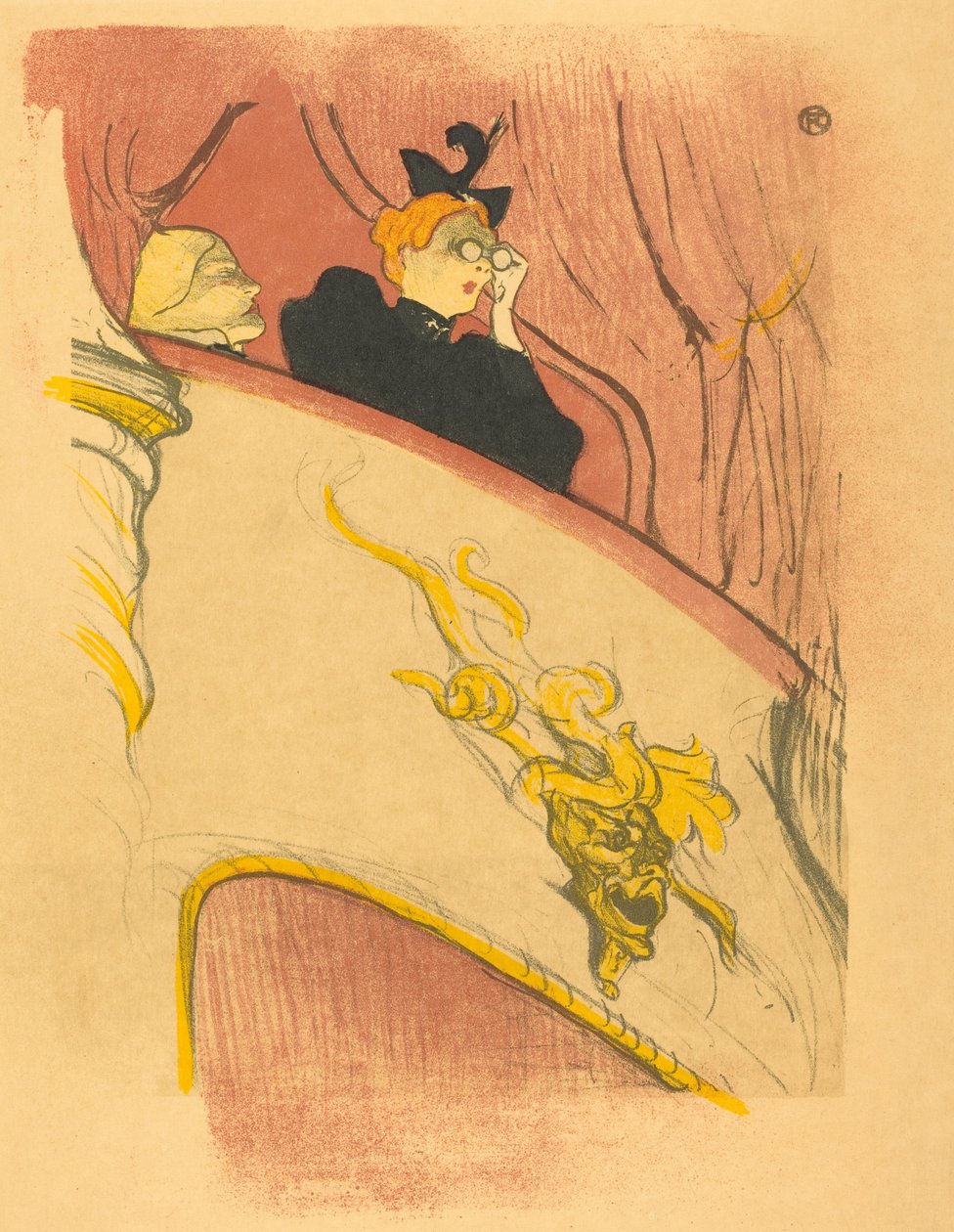 「金色の仮面のある楽屋」（La loge au mascaron doré） 作： アンリ・ド・トゥールーズ・ロートレック