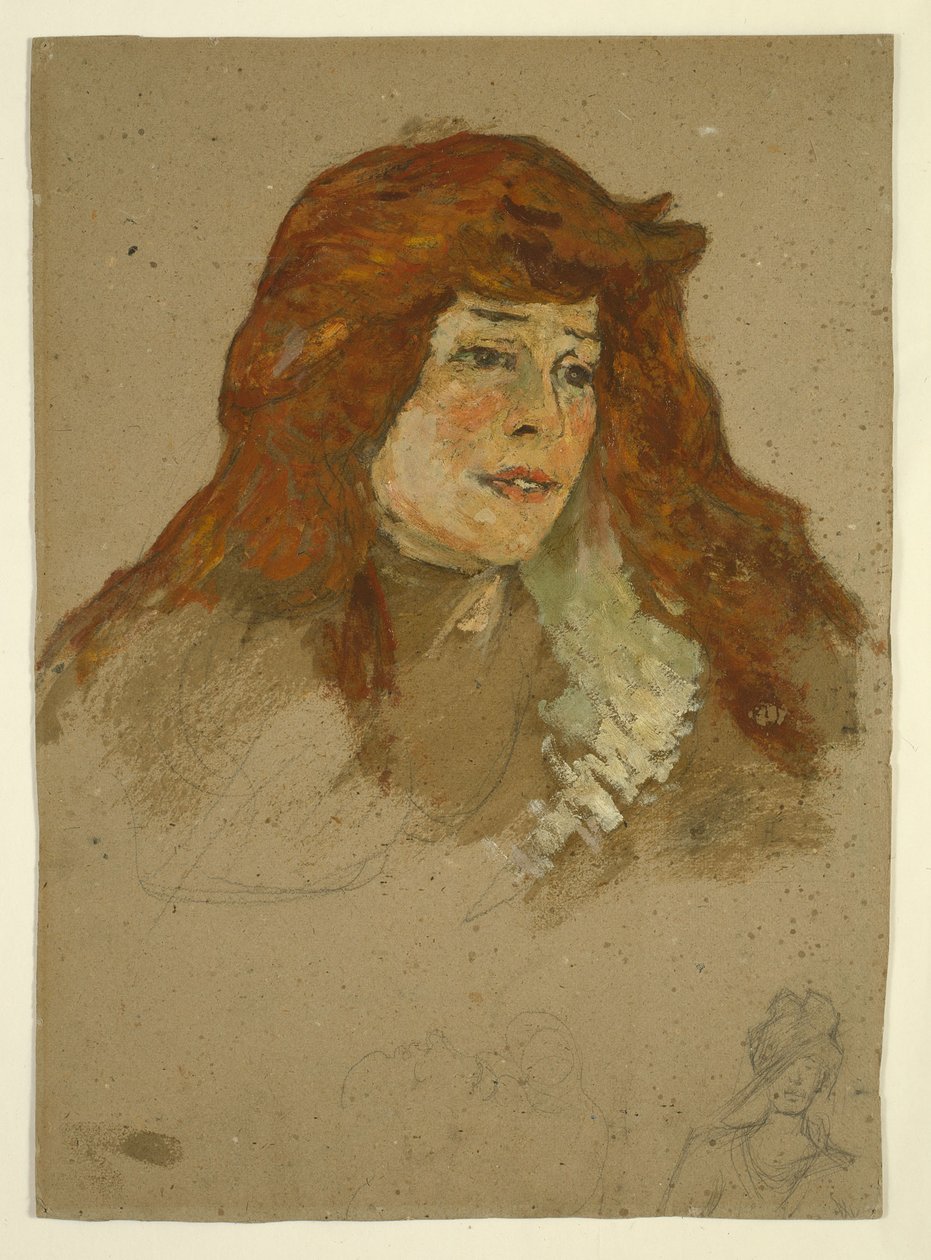 Mme Lili Grenier (直腸); 教会のある風景（裏面） 作： アンリ・ド・トゥールーズ・ロートレック