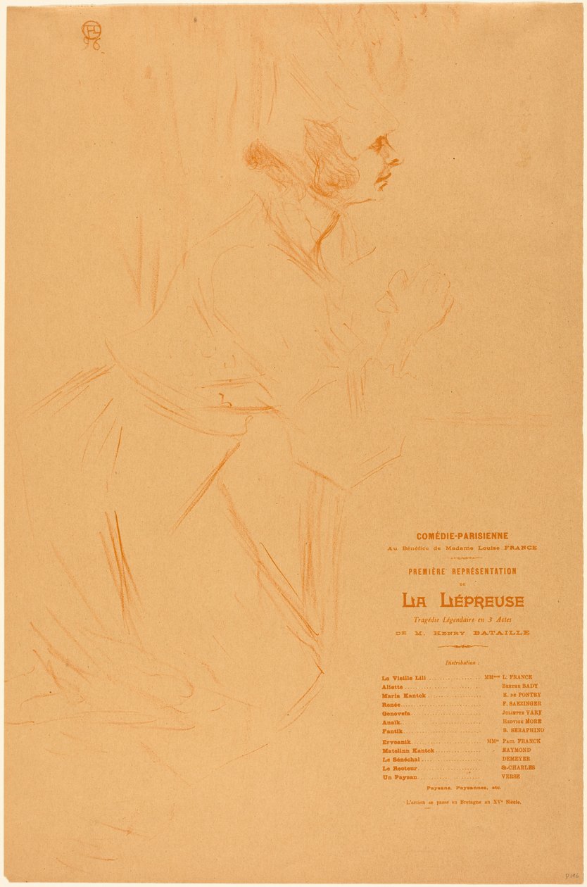 Programm für "La lepreuse" 作： アンリ・ド・トゥールーズ・ロートレック