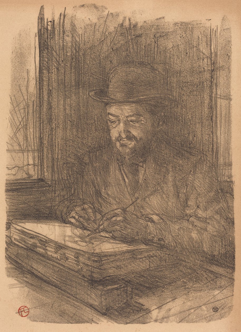 『優れた版画家　アドルフ・アルベール』（Le bon graveur - Adolphe Albert） 作： アンリ・ド・トゥールーズ・ロートレック