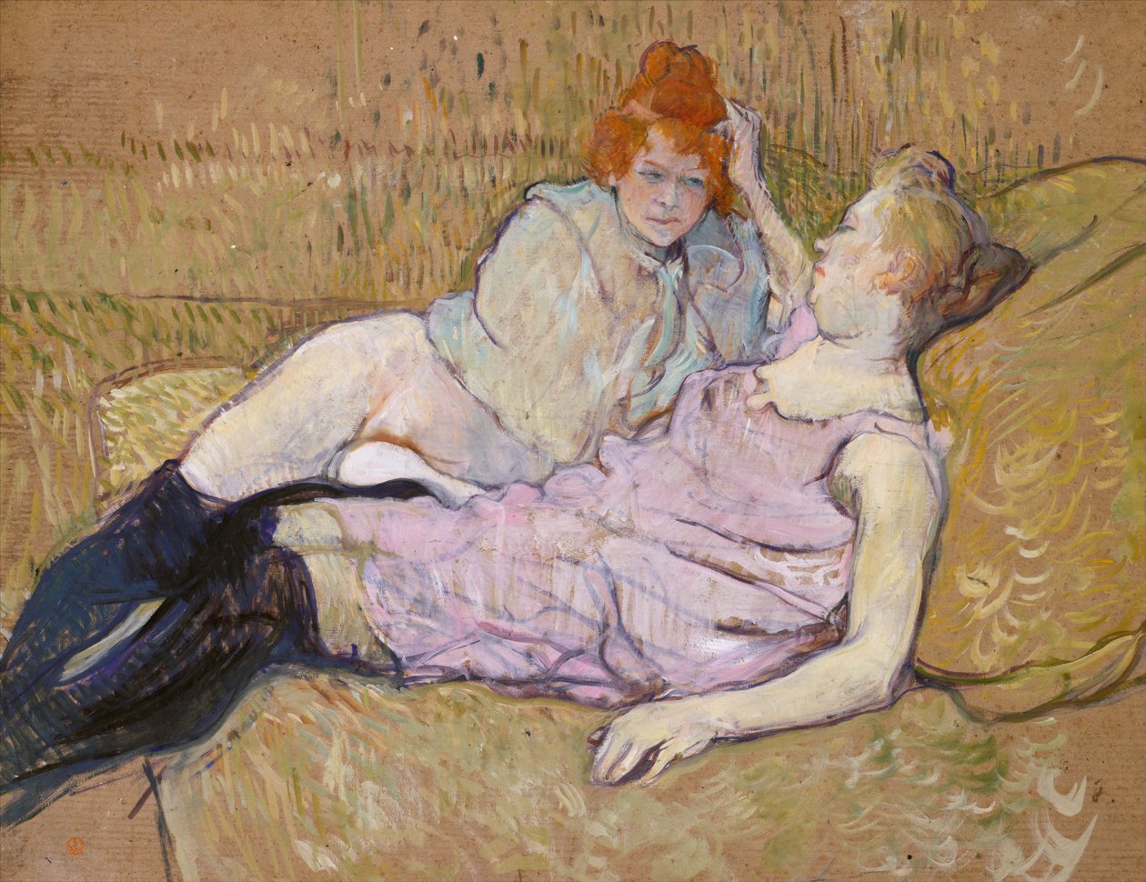 ソファ、c.1894-96（段ボールに油彩） 作： アンリ・ド・トゥールーズ・ロートレック
