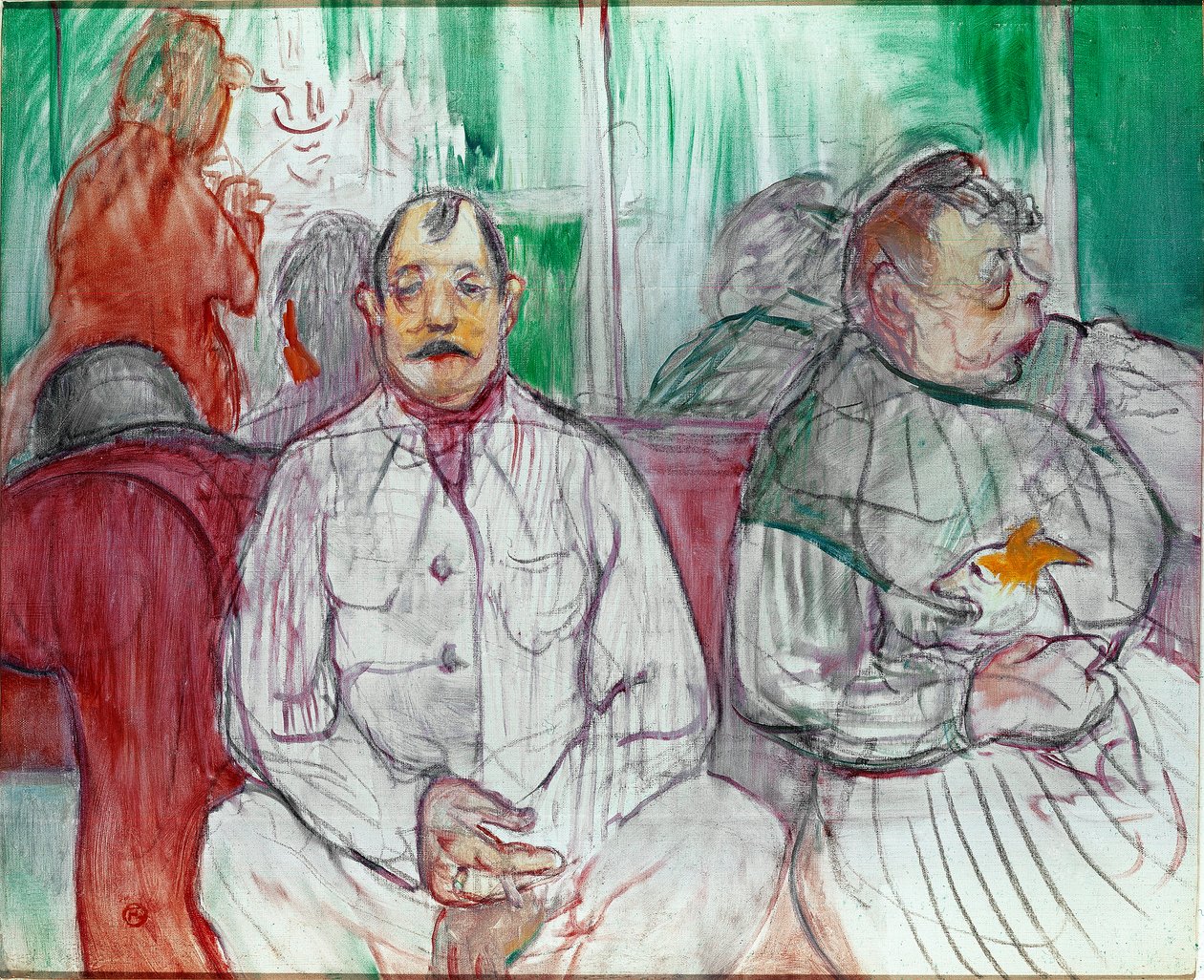 彼と彼女と犬（犬を連れたカップル）。アンリ・ド・トゥールーズ＝ロートレックの絵画（Toulouse Lautrec 作： アンリ・ド・トゥールーズ・ロートレック