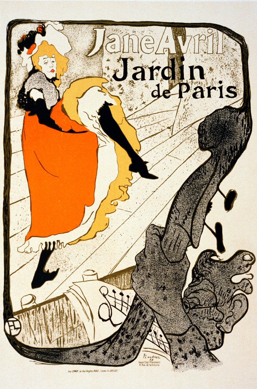 ジェーンアヴリルジャルダンドパリ、1893年。 作： アンリ・ド・トゥールーズ・ロートレック