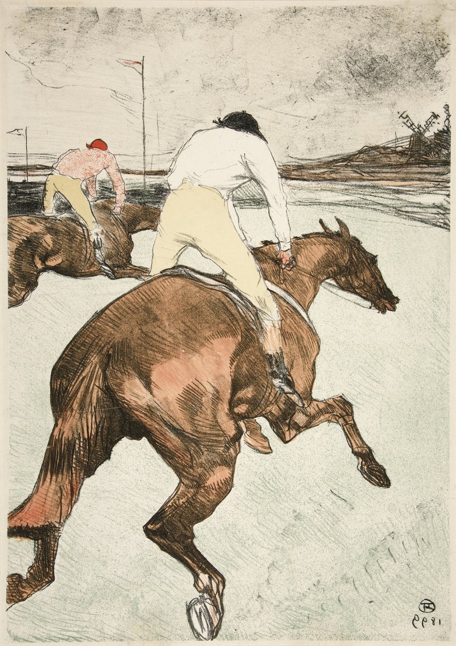 ザ・ジョッキー 競走馬、パブ1899年（カラーリトグラフ 作： アンリ・ド・トゥールーズ・ロートレック
