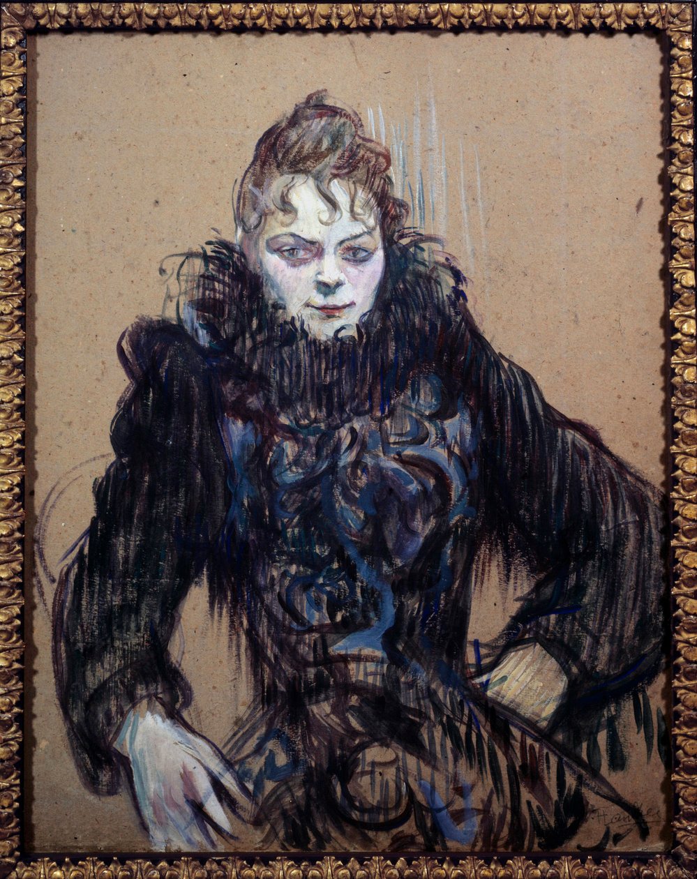トゥールーズ＝ロートレック【黒い伯爵夫人】、希少な画集画 黒いボアの女性の肖像」アンリ・ド・トゥールーズ・ロートレック（1864