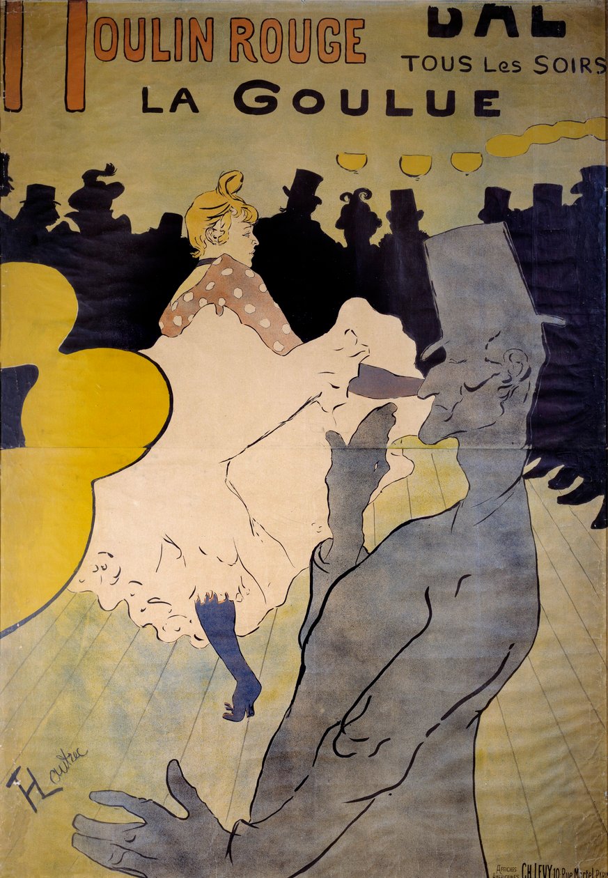 ムーラン・ルージュのキャバレー「La goulue」のポスター。アンリ・ド・トゥールーズ・ロートレック（1864-1901）によるドローイング 1891年 ブリュッセル、イクセル美術館 作： アンリ・ド・トゥールーズ・ロートレック