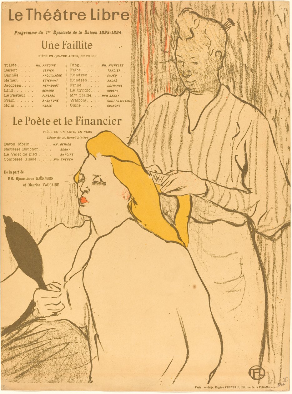 The Hairdresser - Theatre-Libre のプログラム 作： アンリ・ド・トゥールーズ・ロートレック