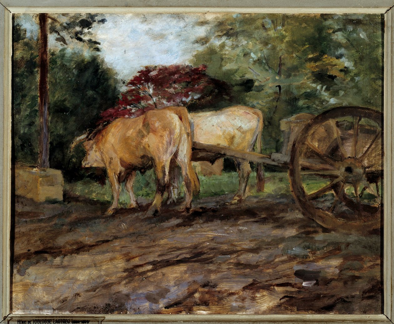 軛につながれた牛たち アンリ・ド・トゥールーズ・ロートレック（1864-1901）の絵画 19世紀 ボルドー、ボザール美術館蔵 作： アンリ・ド・トゥールーズ・ロートレック
