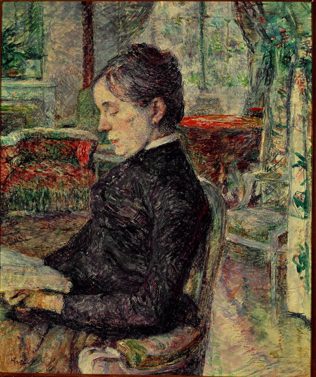 マロメのサロンにいる画家の母。アンリ・ド・トゥールーズ＝ロートレックの絵画（Toulouse Lautrec 作： アンリ・ド・トゥールーズ・ロートレック