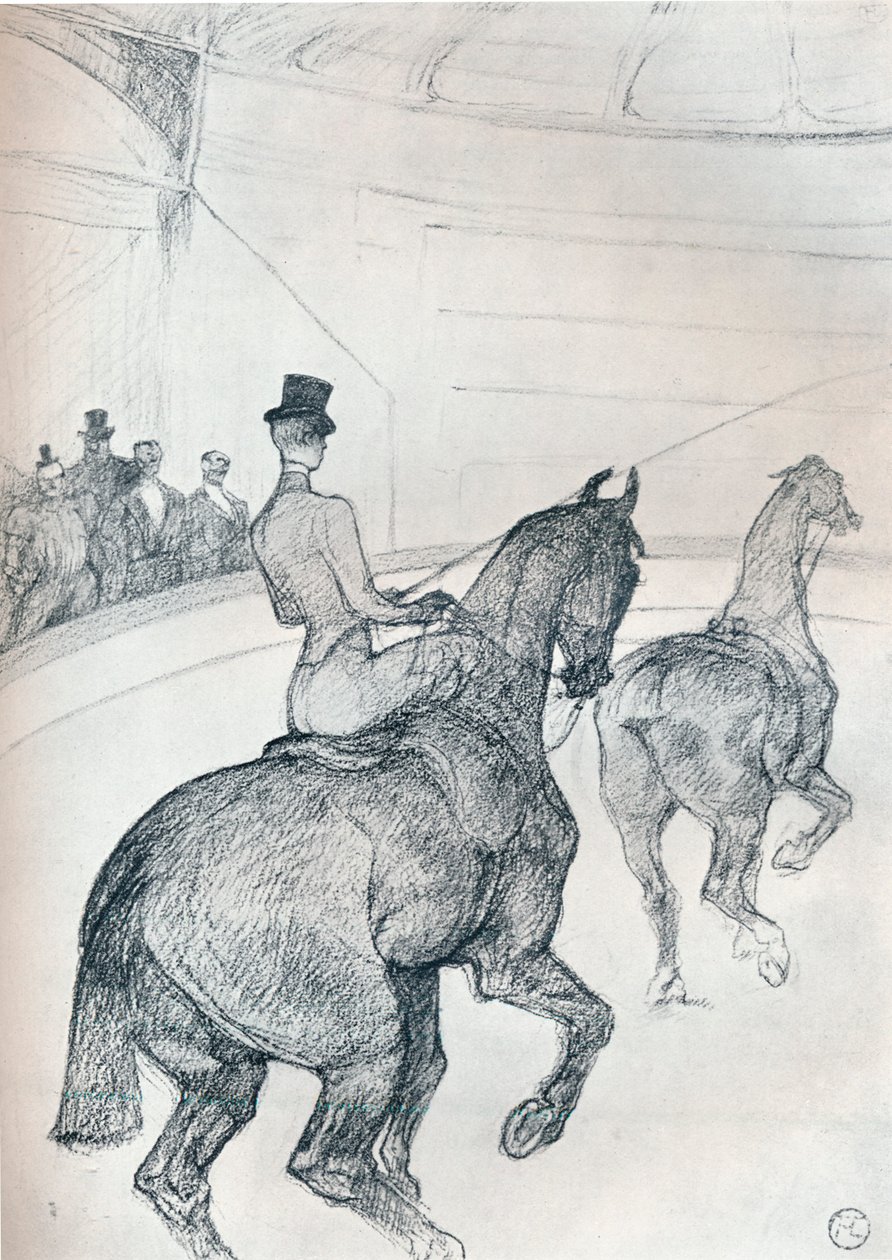 トリックライダー運転タンデム、c1899 1934 作： アンリ・ド・トゥールーズ・ロートレック