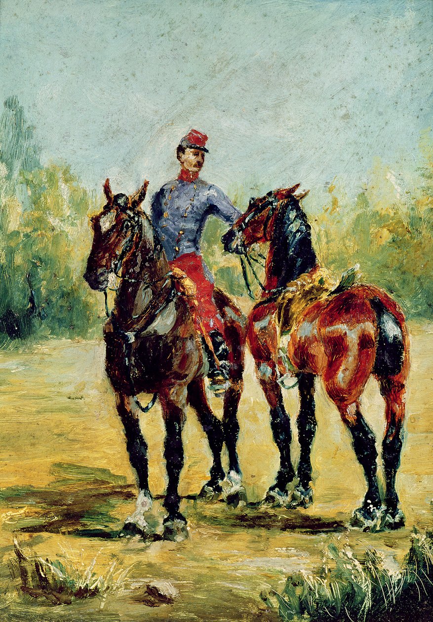 2頭の馬と花婿、1880年 作： アンリ・ド・トゥールーズ・ロートレック