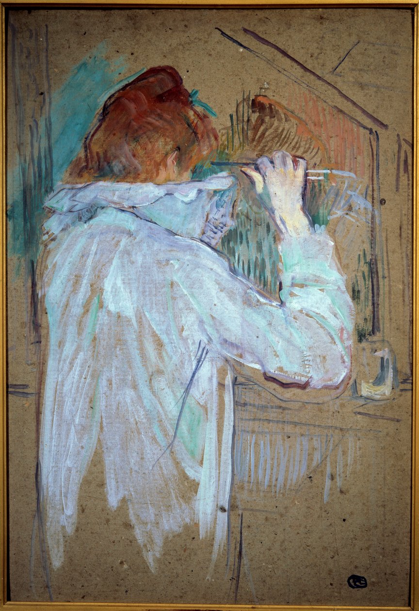カーリングをする女性 厚紙に描かれた絵 アンリ・ド・トゥールーズ・ロートレック（1864-1901） 1891年 日。0,54x0,36 m トゥールーズ、ミュゼ・デ・ボザール 作： アンリ・ド・トゥールーズ・ロートレック