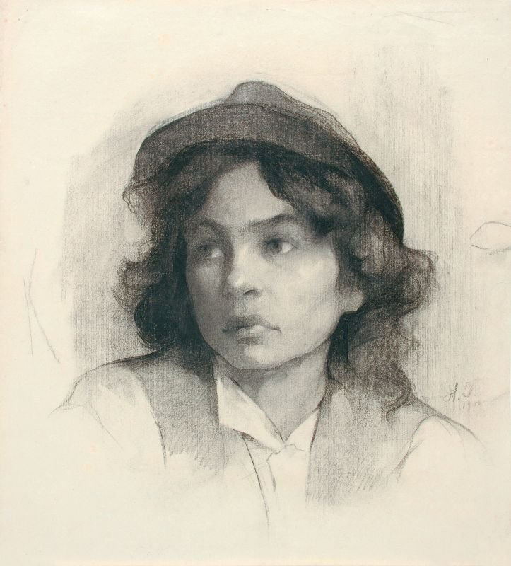 帽子の少女の肖像画 作： ヘンリカ・サンテル