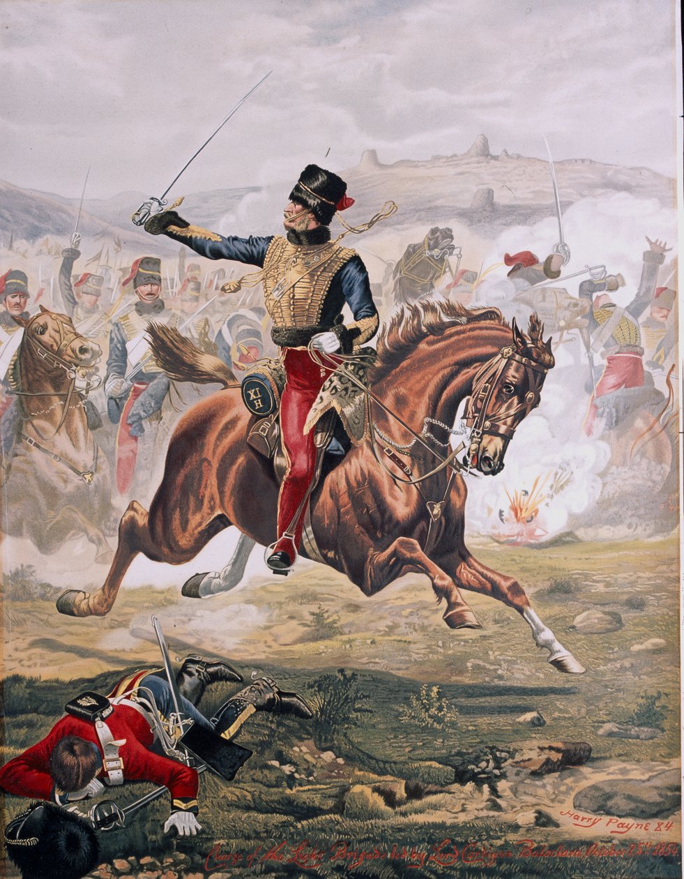 1884年10月25日、バラクラの戦いで軽旅団の突撃を率いたカーディガン卿（1797-1868）（クロモリト） 作： ヘンリー・A・ペイン