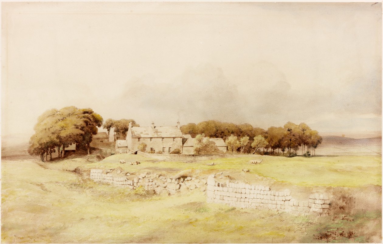 Birdoswald Farmhouse（紙に鉛筆と水彩（カードに貼り付け）） 作： ヘンリー・バードン・リチャードソン