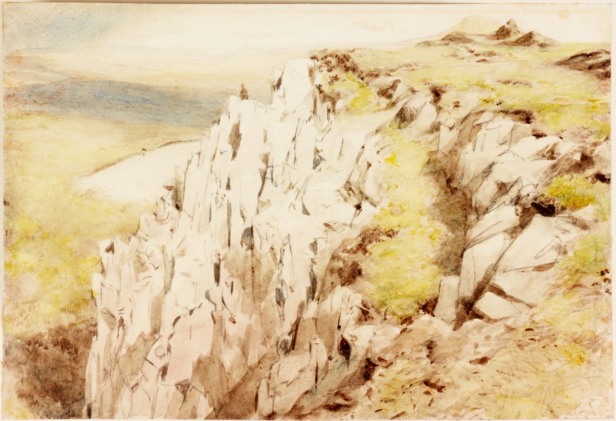 Crag Lough（紙に鉛筆と水彩（カードに貼り付け）） 作： ヘンリー・バードン・リチャードソン