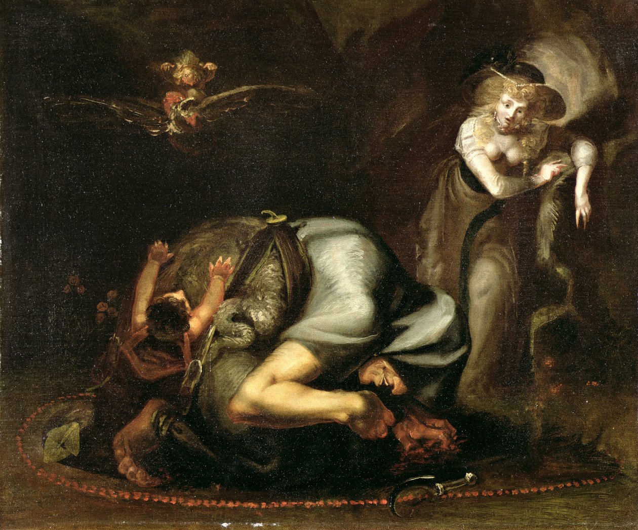 ベンジャミン・ジョンソン（1572-1637）による「女王の仮面」の魔女のシーンc.1785 作： ヨハン・ハインリヒ・フスリ