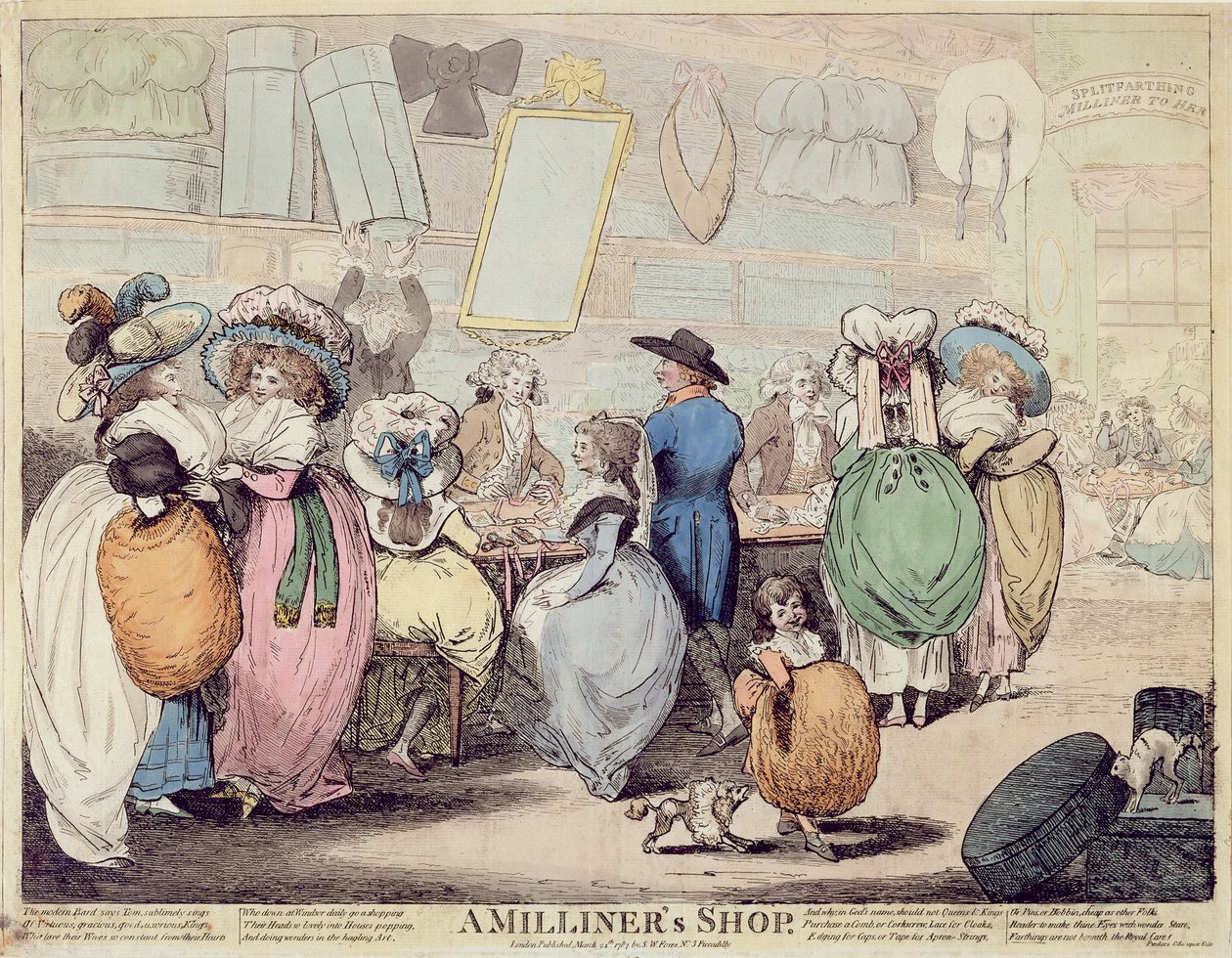 1787年に公開されたMilliner&39;s Shop（手描きのエッチング） 作： ヘンリー・キングズベリー