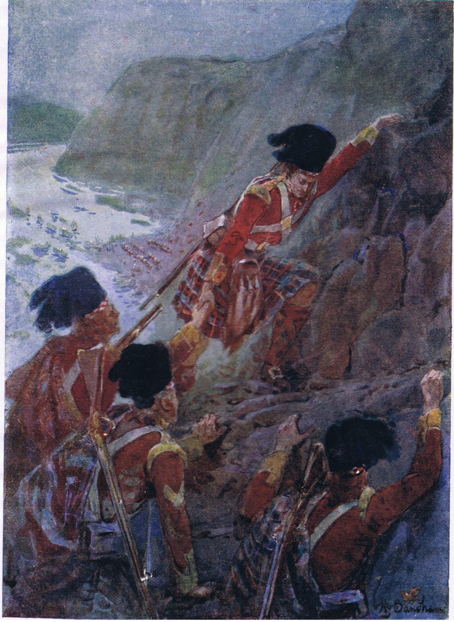 ウルフの軍隊がケベック1759年、1920年頃に崖を拡大 作： ヘンリー・サンドハム