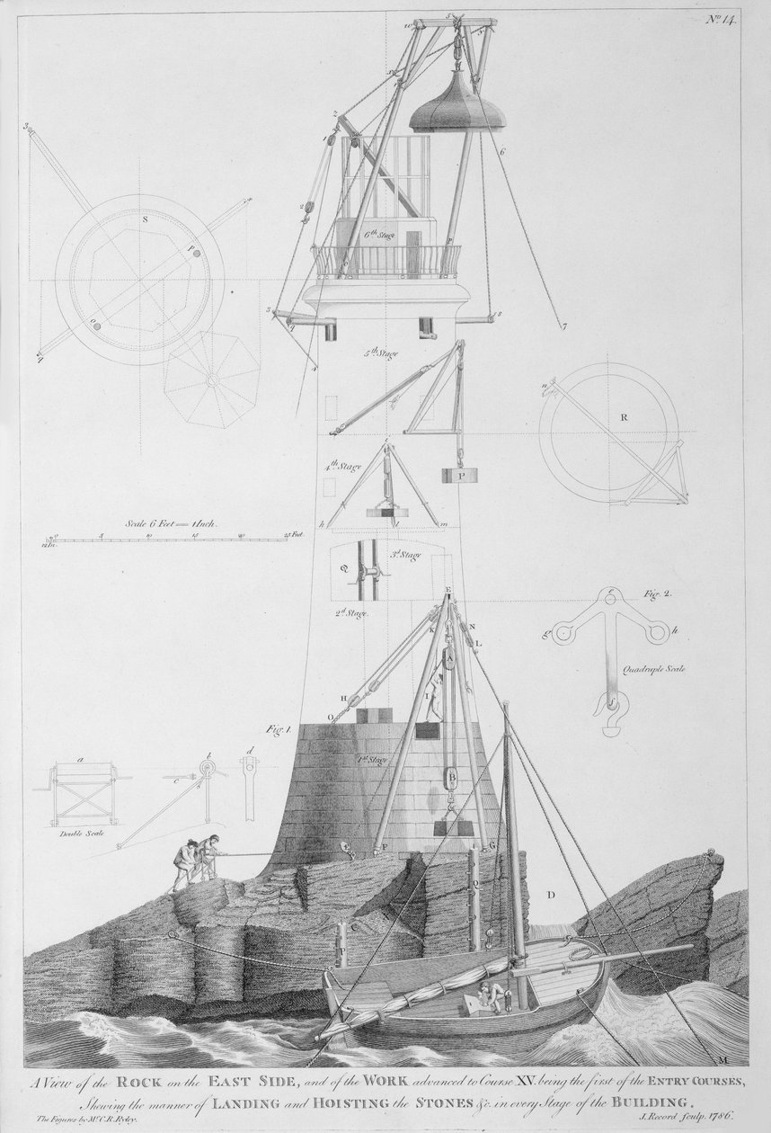 ジョンレコードによって彫刻されたエディストーン灯台（fl.1768-86）、1786 作： ヘンリー・ウィンスタンリー