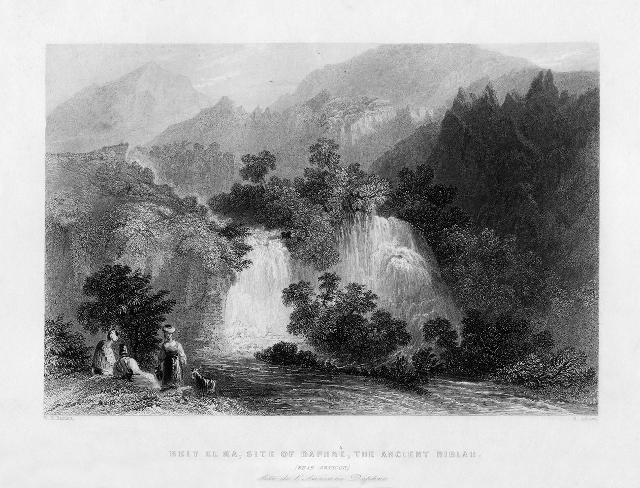 1841年にイスラエルのリブラの古代都市があるサイト、ベイトエルマ。 作： ヘンリー・アドラード