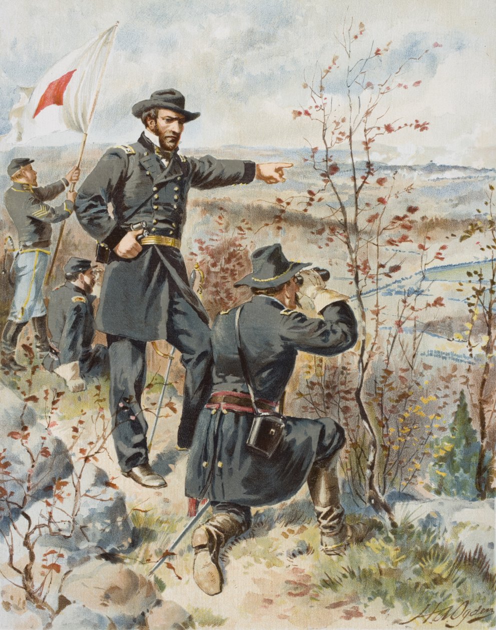 10月4日、Allatoona Passの戦いでKenesaw Mountainに立つシャーマン将軍 作： ヘンリー・アレクサンダー（後）オグデン