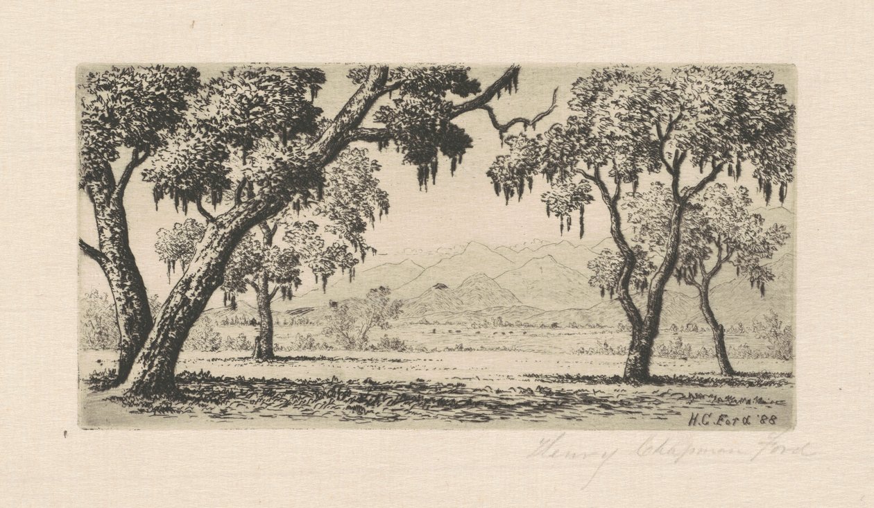 カリフォルニアの風景、1888 年。 作： ヘンリー・チャップマン・フォード