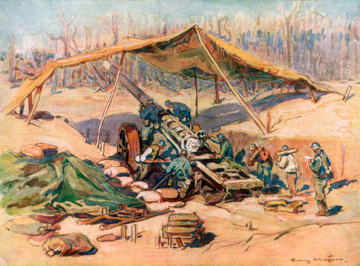フランスの砲兵陣地、フランス、1918 年、1926 年。 作： ヘンリー・シェファー