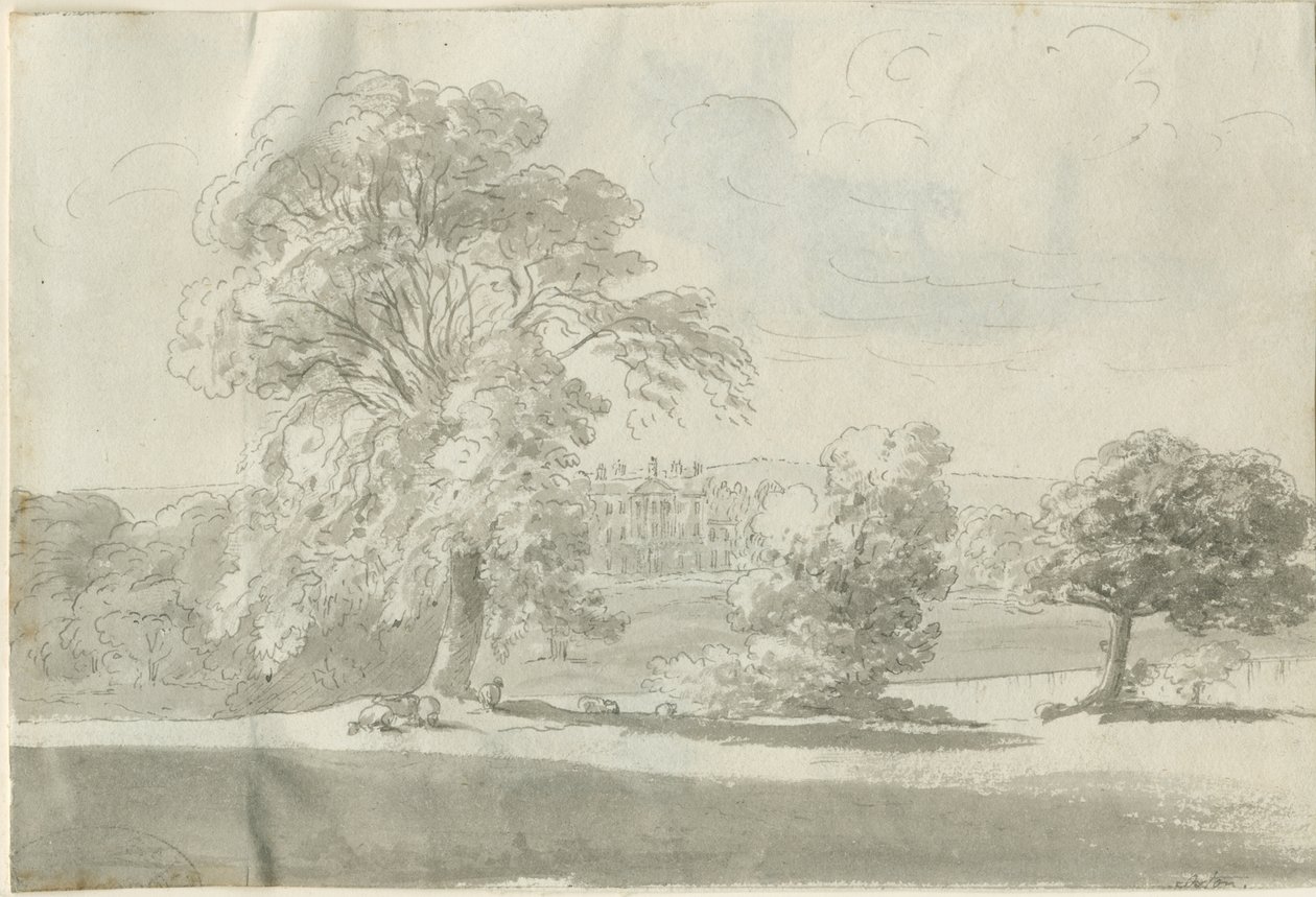 シェンストン-リトル・アストン・ホール：ペンと水彩画、ND [1788-1855] (図面) 作： ヘンリー・カーゾン・オールポート
