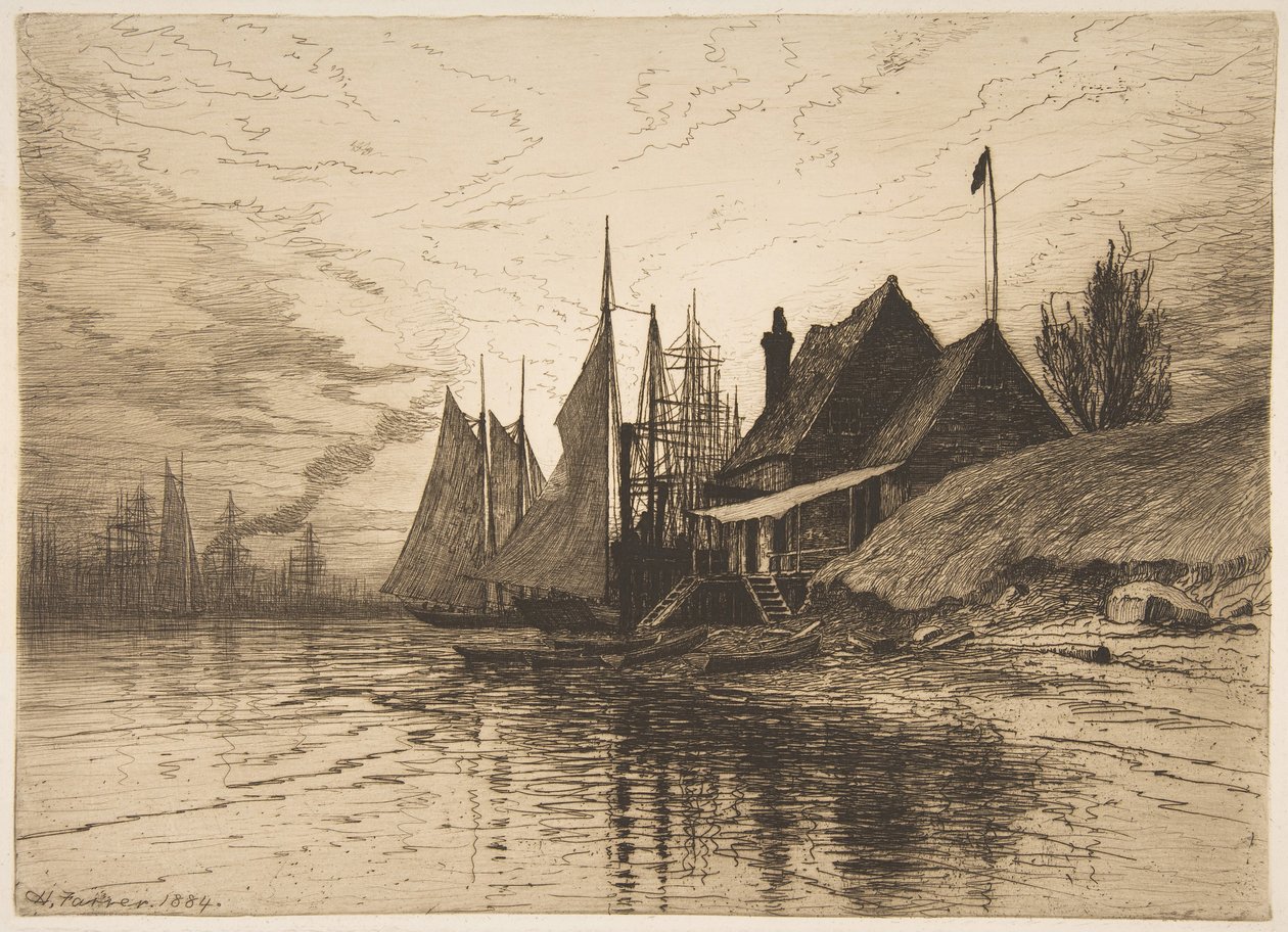 夕方、ニューヨーク港、1884。 作： ヘンリー・ファラー
