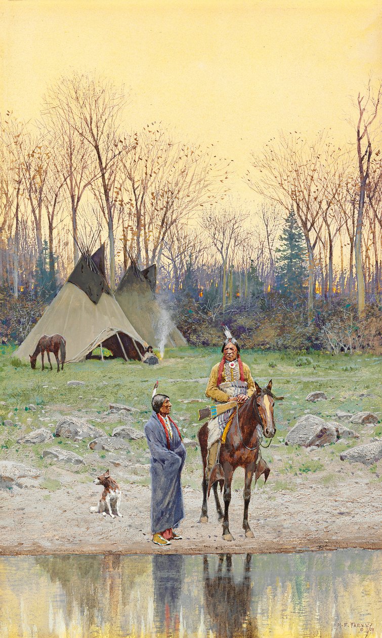 乗馬のインディアン、1899年 作： ヘンリー・フランソワ・ファーニー