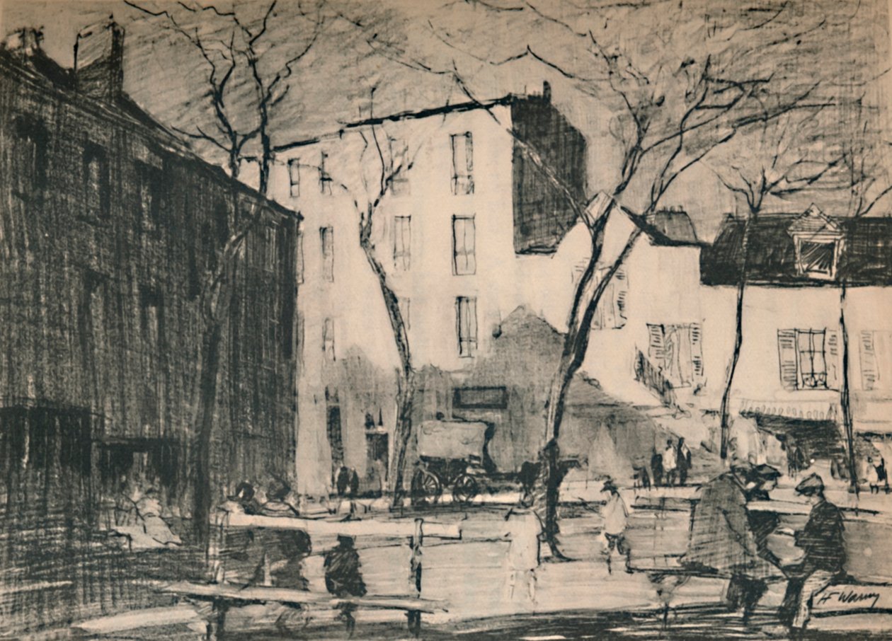 La Place Du Tertre手つかずの村の広場。c1927、1927 作： ヘンリー・フランクス・ウォーリング