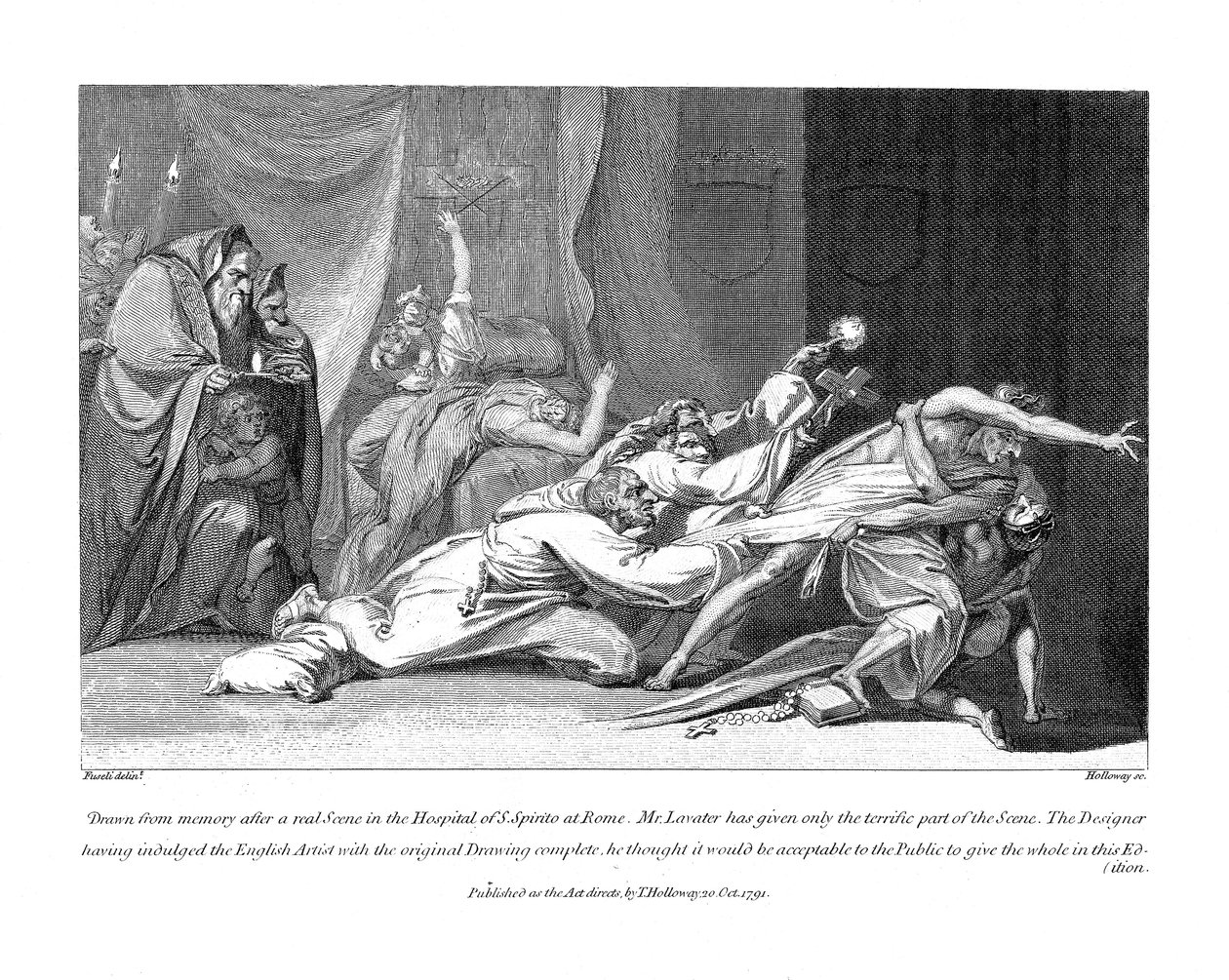 1792年、ローマのサンスピリト病院で患者を所持する悪霊を追い払おうとする試み 作： ヨハン・ハインリヒ・フスリ