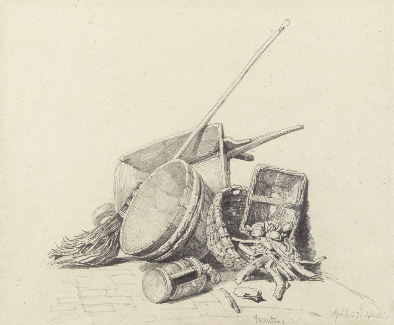 Natureza morta com carrinho de mão e cestas, 27 de abril de 1840 作： ヘンリー・ハリス・ラインズ