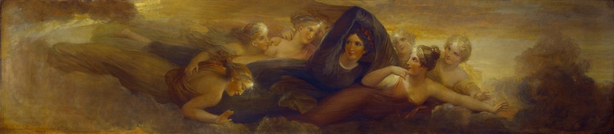 夜、プレアデス星団、1834年（マホガニーのパネルに油彩） 作： ヘンリー・ハワード