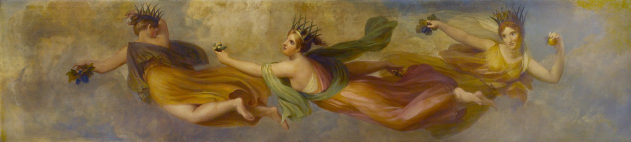 ホーレー、または季節（3であると思われる）、いくつかの作品を拡散、1834（マホガニーパネルの油） 作： ヘンリー・ハワード