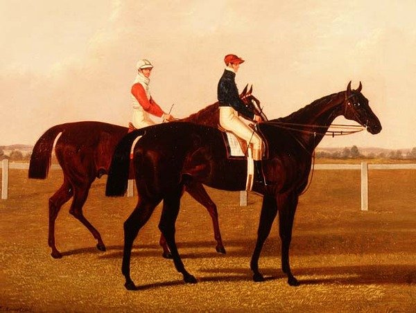 競走馬「シャルル12世」と「ユークリッド」と騎手のアップ 作： ヘンリー・ヒュー・アームステッド